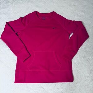 Nike Therma Fit Hot Pink Crew Sweatshirt with 🦘 Pouch and Thumbholes Size Large